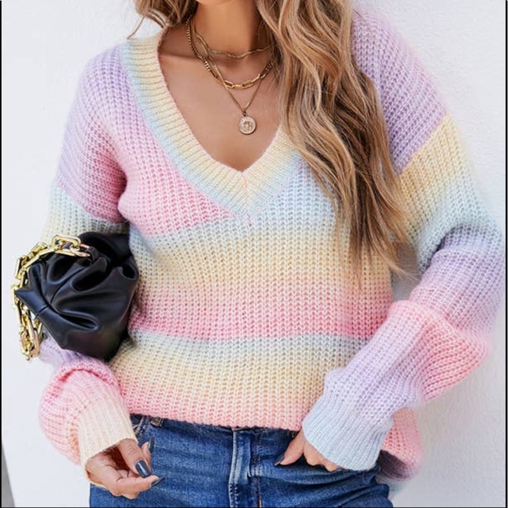 Cute Gradient Spring-Easter Pullover Sweater Size… - image 4
